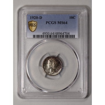 1920-D 10C Mercury Dime PCGS MS64