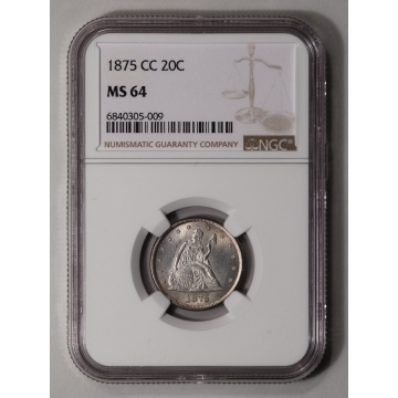 1875-CC Twenty-Cent Piece 20C NGC MS64