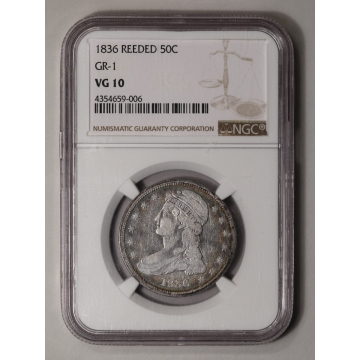 1836 Capped Bust, Reeded Edge GR-1 50C NGC VG10