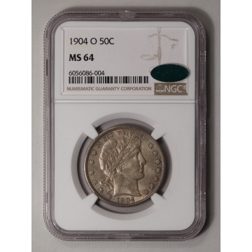 1904-O Barber Half Dollar 50C NGC MS64 (CAC)