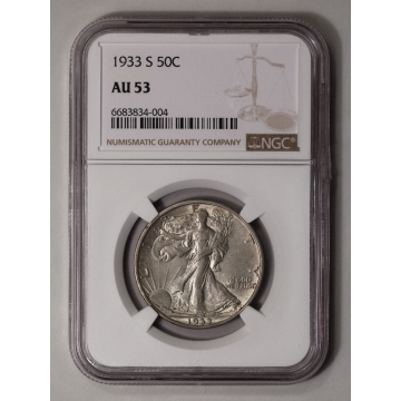 1933-S Walking Liberty Half Dollar 50C NGC AU53