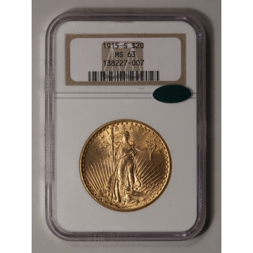 1915-S Saint-Gaudens $20 NGC MS63 (CAC)