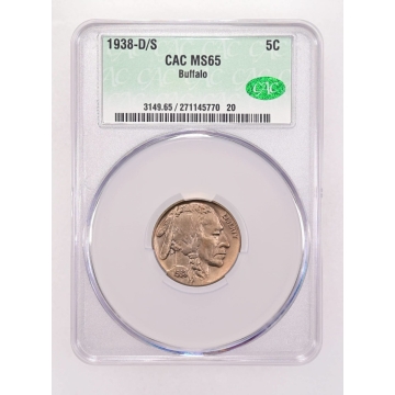 1938-D/S 5C Buffalo Nickel CACG MS65 (CAC)