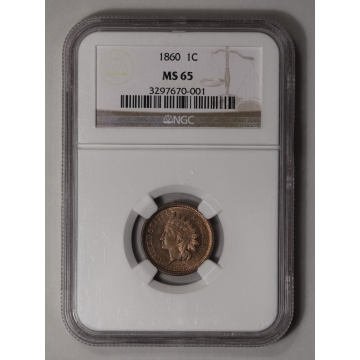 1860 Copper-Nickel Indian Cent 1C NGC MS65