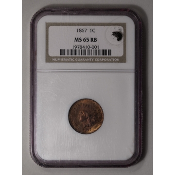 1867 1C Indian Cent - Type 3 Bronze NGC MS65RB (PHOTO SEAL)