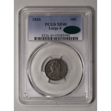 1834 10C Large 4 Capped Bust Dime PCGS XF40 (CAC)