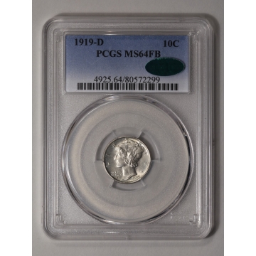 1919-D 10C Mercury Dime PCGS MS64FB (CAC)