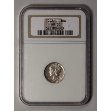 1942/1 10C Mercury Dime NGC AU58