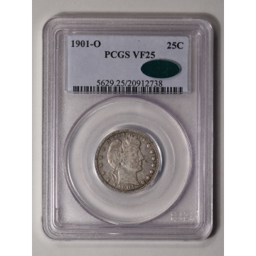 1901-O 25C Barber Quarter PCGS VF25 (CAC)