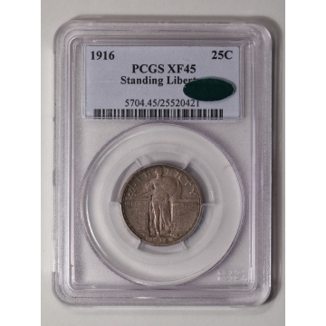 1916 25C Standing Liberty Quarter PCGS XF45 (CAC)