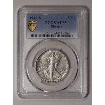 1917-S 50C Obverse Walking Liberty Half Dollar PCGS AU55