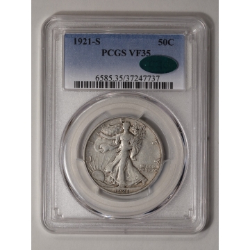 1921-S 50C Walking Liberty Half Dollar PCGS VF35 (CAC)