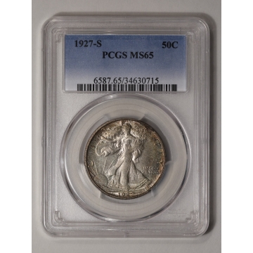 1927-S 50C Walking Liberty Half Dollar PCGS MS65