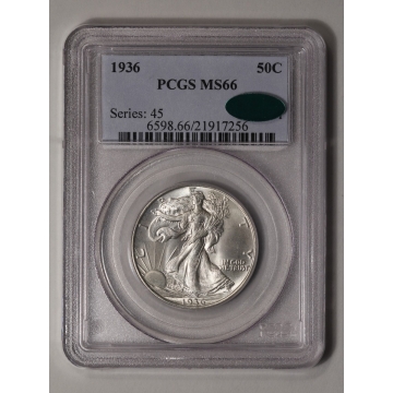 1936 50C Walking Liberty Half Dollar PCGS MS66 (CAC)