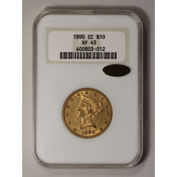 1890-CC Eagle - Motto $10 NGC XF45 (CAC Gold)