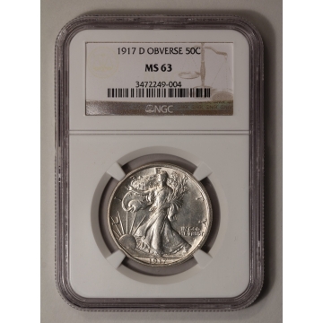 1917-D OBVERSE Walking Liberty Half Dollar 50C NGC MS63