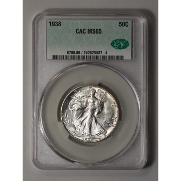 1938 50C Walking Liberty Half Dollar CACG MS65 (CAC)