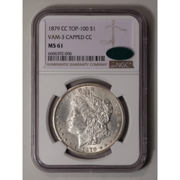 1879-CC TOP-100 Morgan Dollar VAM-3 CAPPED CC S$1 NGC MS61 (CAC)