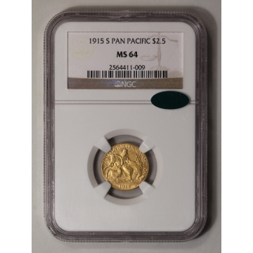 PANAMA PACIFIC 1915-S Gold Commemorative $2.50 NGC MS64 (CAC)