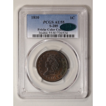 1810 1C Sheldon 285 Classic Head Cent PCGS AU55BN (CAC)