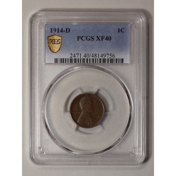 1914-D 1C Lincoln Cent - Type 1 Wheat Reverse PCGS XF40BN