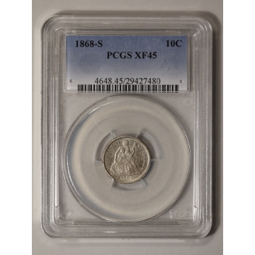 1868-S 10C Liberty Seated Dime PCGS XF45