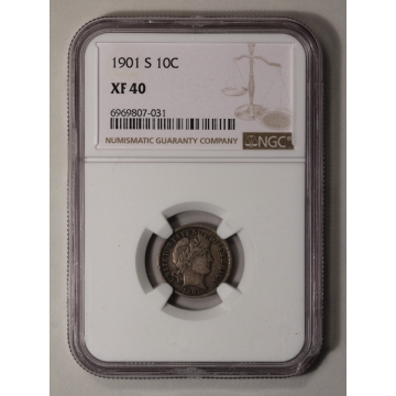 1901-S Barber Dime 10C NGC XF40