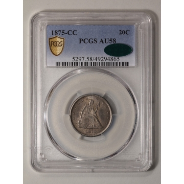 1875-CC 20C Twenty Cent PCGS AU58 (CAC)