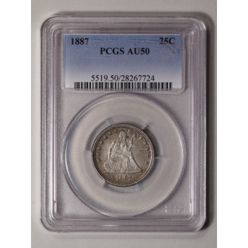 1887 25C Liberty Seated Quarter PCGS AU50