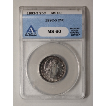 1892-S 25C Barber Quarter ANACS MS60