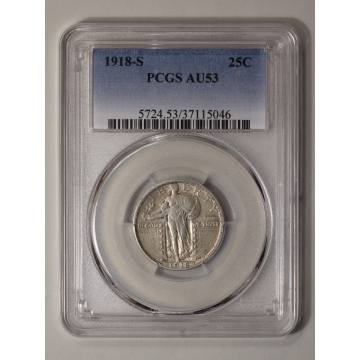 1918-S 25C Standing Liberty Quarter PCGS AU53