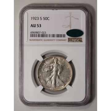 1923-S Walking Liberty Half Dollar 50C NGC AU53 (CAC)