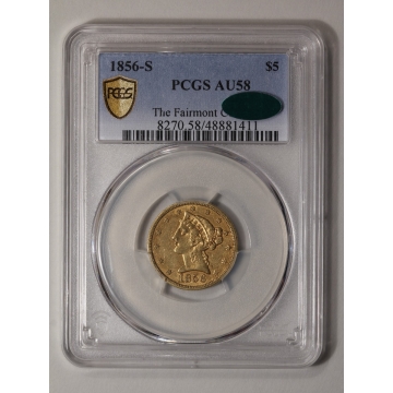 1856-S $5 Liberty Head Half Eagle PCGS AU58 (CAC)