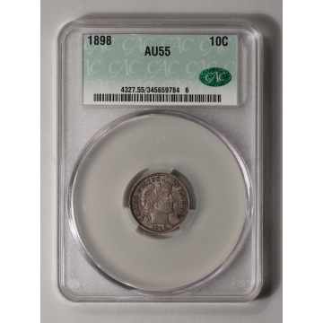 1898 10C Barber Dime CACG AU55 (CAC)