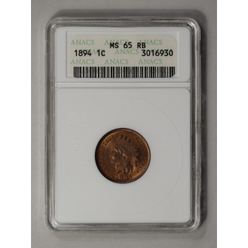 1894 1C Indian Cent - Type 3 Bronze ANACS MS65RB