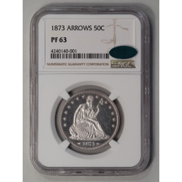 1873 ARROWS Seated Liberty Half Dollar 50C NGC PR63 (CAC)